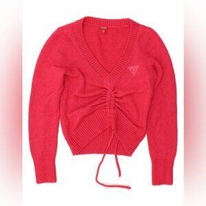 Guess Y2K Pink  Lace Up Sweater Barbie Core Pullover Cardigan Size Small